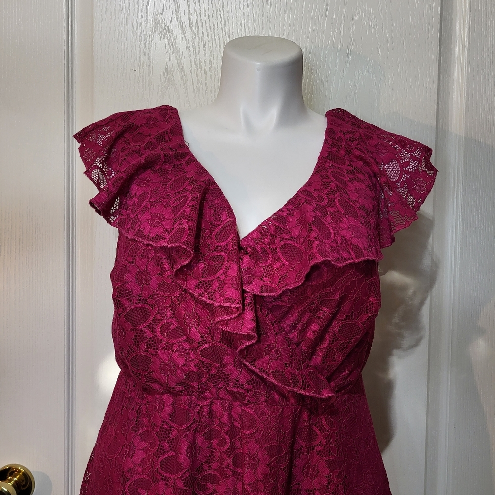 Torrid Pink Fuchsia Lace Knee-Lenght Dress - Picture 5 of 16